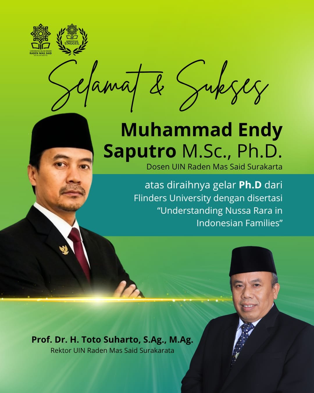 Dosen UIN Surakarta Raih Ph.D dari Flinders University Australia